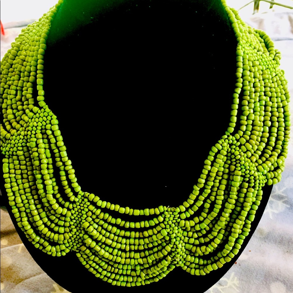 1990 11-Tiered Beaded Necklace and Earring Set